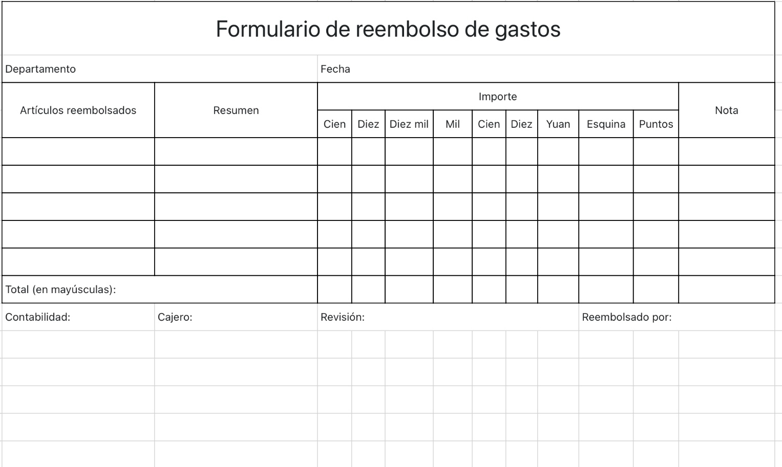 Formulario de reembolso de gastos 1